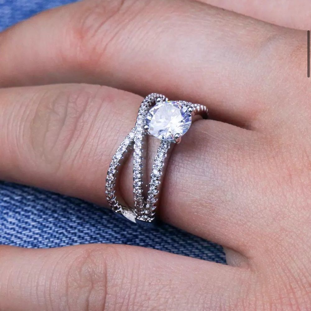 ✨💍925 Sterling Silver Cross Wrap Diamond Ring - Picture 3 of 6